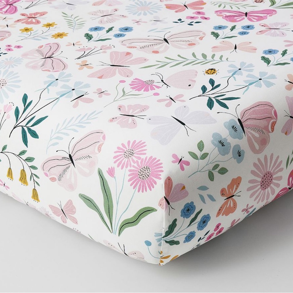 Pottery Barn Kids - Wildflower Butterfly Fitted Crib Sheet